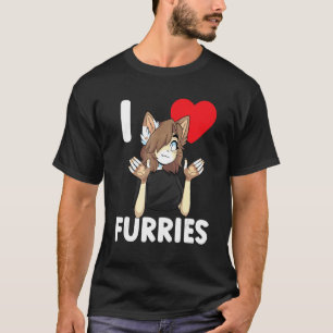 T-shirt Cute I Heart Furries Furry Fandom Love 2