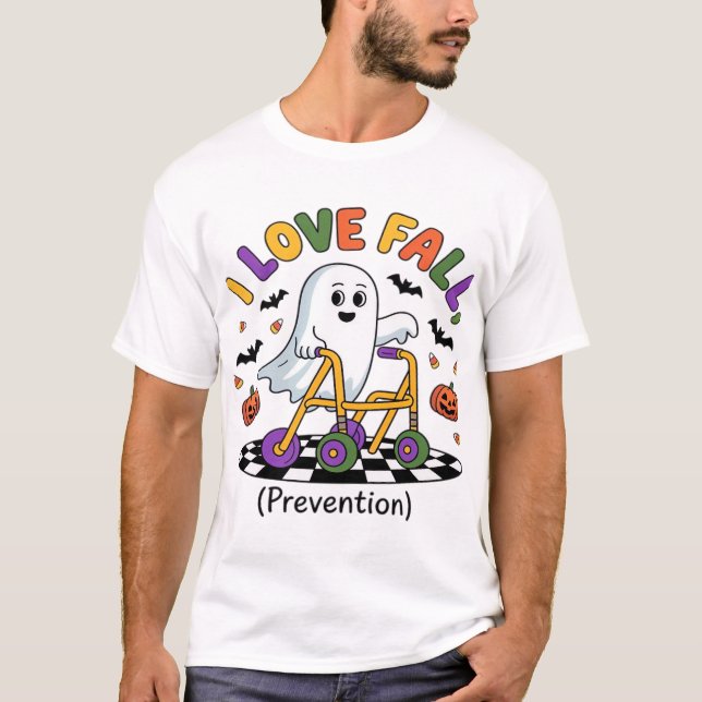 T-shirt Cute I Love Fall Prevention Physical Therapy Ghost (Devant)