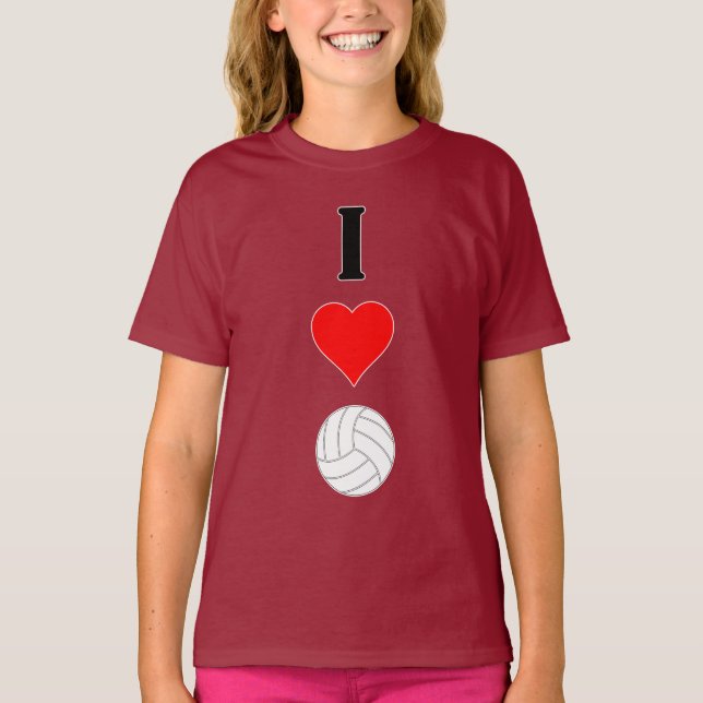 T-shirt Cute I Love Volleyball de football filles Jersey (Devant)