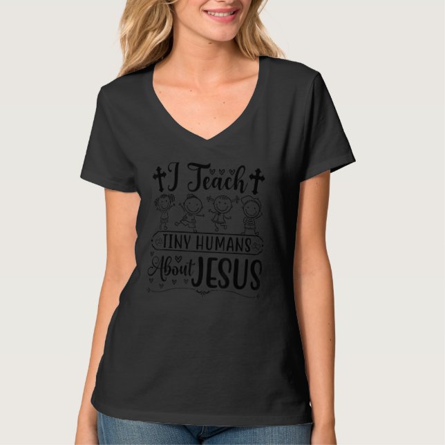T-shirt cute i teach tiny humans about jesus vbs teacher g (Devant)