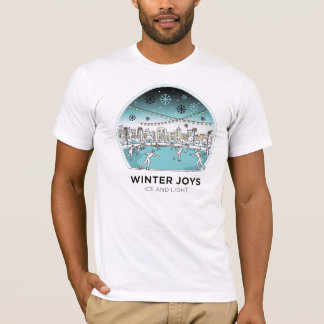 T-shirt Cute Ice Skating Winter Village Scene Snowy Lights