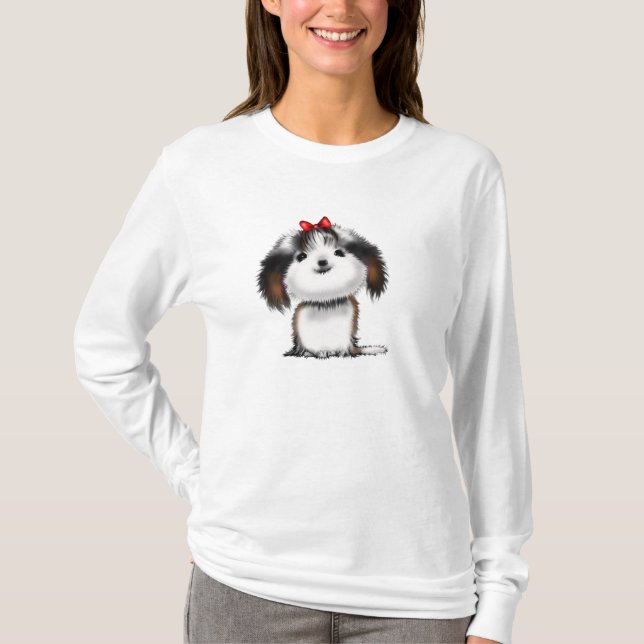T-shirt Cute Illustré Chih Tzu Puppy (Devant)