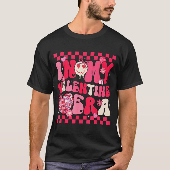 T-shirt Cute In My Valentine Era Girls Kids Retro Disco He (Devant)