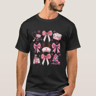 T-shirt Cute infirmière Noël Coquette rose Bow Stethoscope