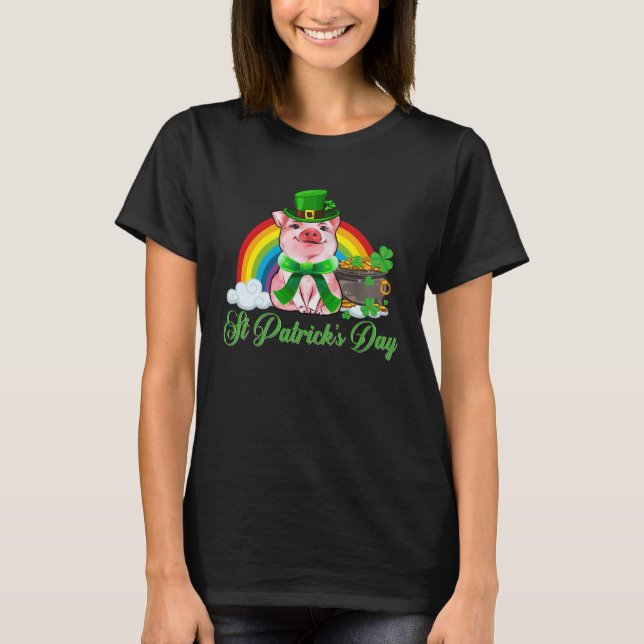 T-shirt Cute Irish Pig Leprechaun Shamrock St Patricks Day (Devant)