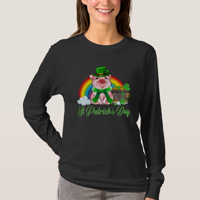 T-shirt Cute Irish Pig Leprechaun Shamrock St Patricks Day (Devant)