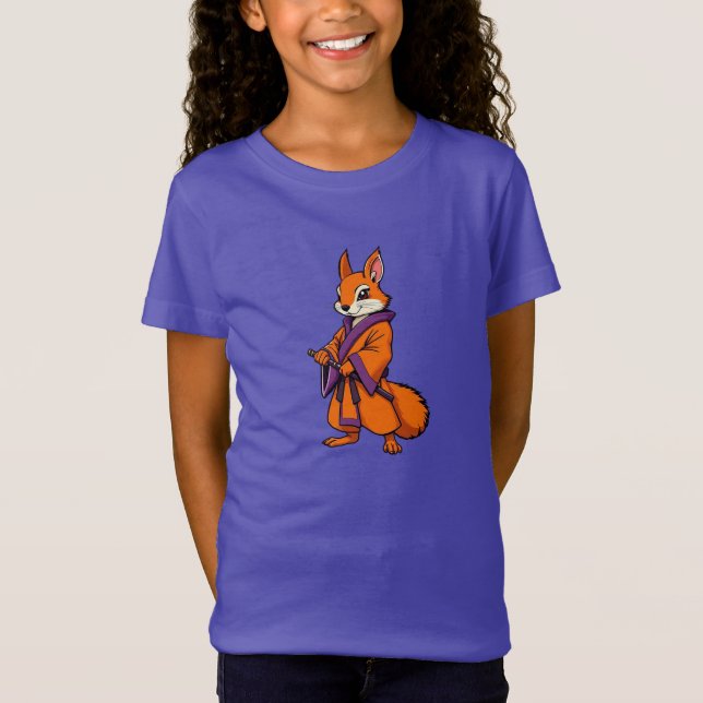 T-Shirt Cute Japanese Samurai Squirrel (Devant)