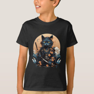 T-shirt Cute Japonais Samurai Chat Shirt Tattoo 2023 Kawai