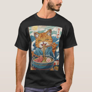 T-shirt Cute Japonaise Ramen Chat La Grande Vague