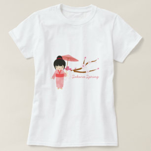T-shirt Cute japonaise rose cerise Blossom Geisha