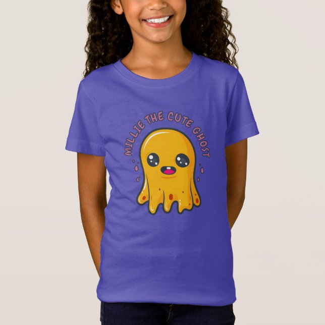 T-Shirt Cute jaune Kawaii Ghost (Devant)