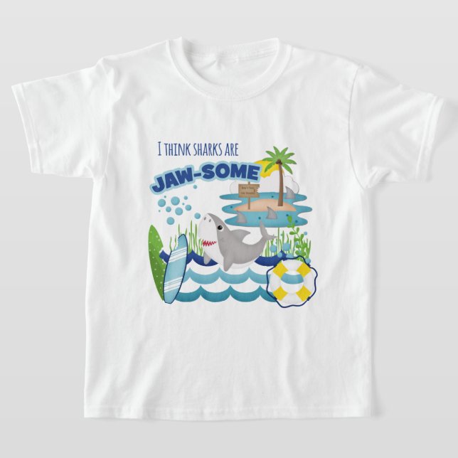 T-shirt Cute Jawsome Surfer Island Requin (Poser)