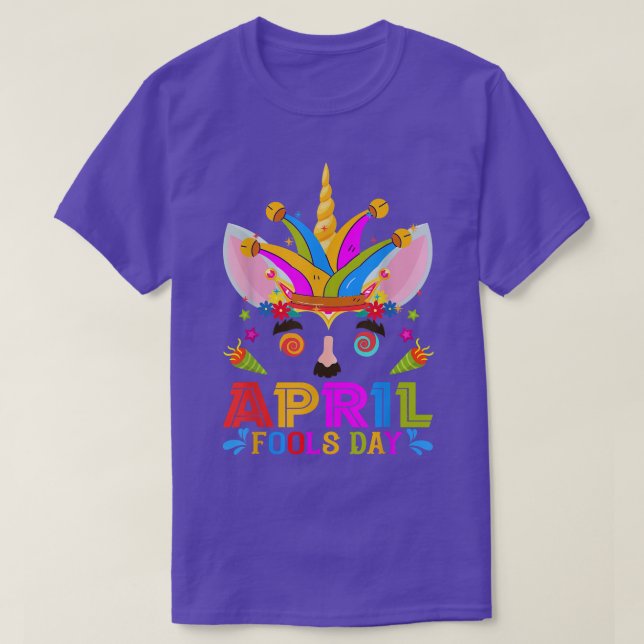 T-shirt Cute Jester Prankster Unicorn April Fool's Day Jok (Design devant)