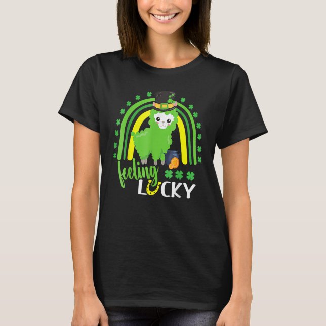 T-shirt Cute Jour de la Saint Patrick Rainbow Llama Feint  (Devant)