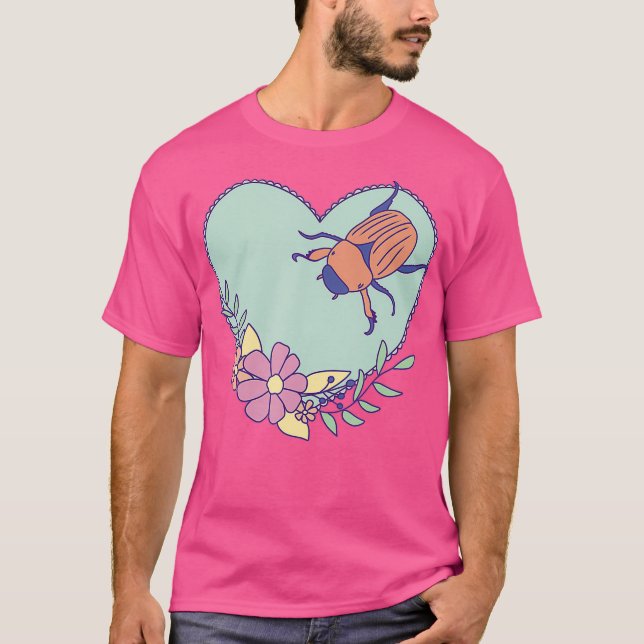 T-shirt Cute June Bug Art - Insect avec le coeur et (Devant)