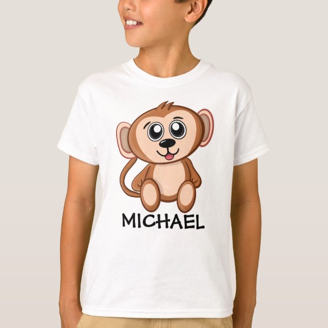 T-shirt Cute Jungle Safari Singe Animaux Enfants (Devant)