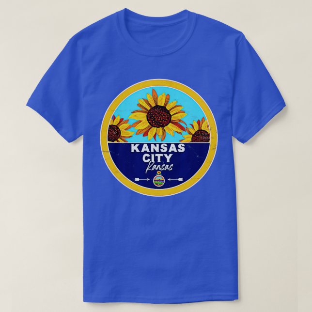 T-shirt Cute Kansas City Kansas KS Sunflower Badge KC (Design devant)