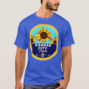 T-shirt Cute Kansas City Kansas KS Sunflower Badge KC