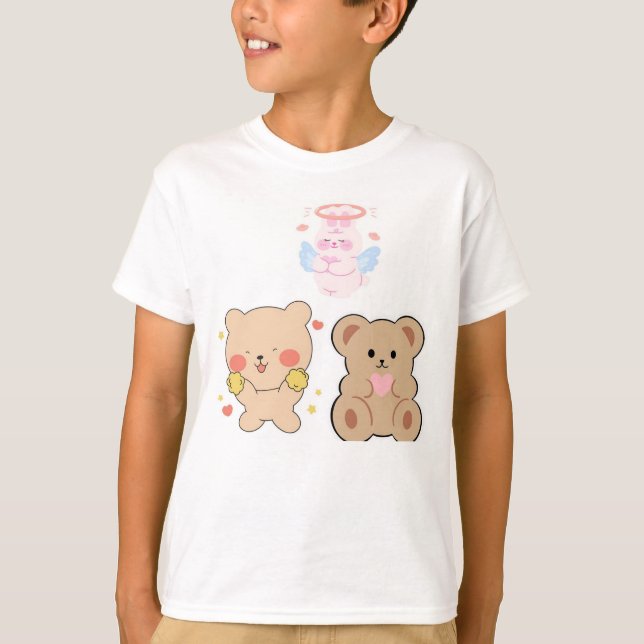 T-shirt Cute Kawaii Angels & Nounours (Devant)