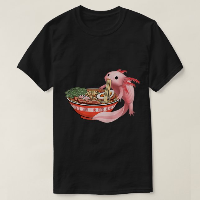 T-shirt Cute Kawaii Anime Axolotl Japonais Ramen nouilles  (Design devant)