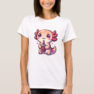 T-shirt Cute Kawaii Axolotl avec thé à bulle