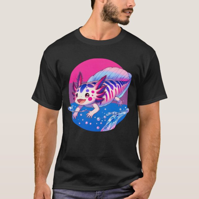 T-shirt Cute Kawaii Axolotl Bisexual LGBT Fierté subtile (Devant)