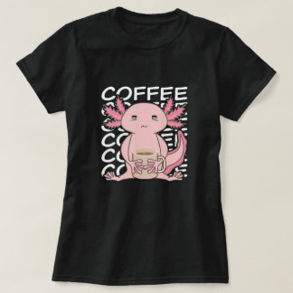T-shirt Cute Kawaii Axolotl Boire Café