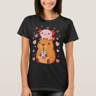 T-shirt Cute Kawaii Axolotl Capybara Bubble Tea Boys Girls