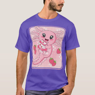 T-shirt Cute Kawaii Axolotl Strawberry Milk Anime japonais