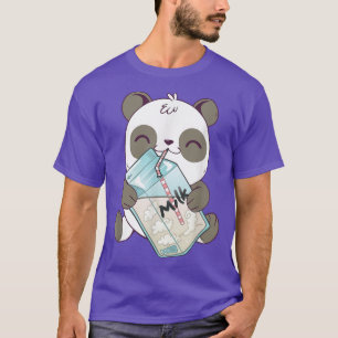 T-shirt Cute Kawaii Baby Panda Boire Lait Panda Ours