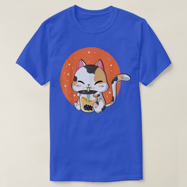 T-shirt Cute Kawaii Cat Boba Bubble Milk Tea Anime Neko Ki (Design devant)