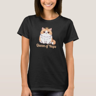 T-shirt Cute Kawaii Cat Queen of Naps Chubby Crown Cat