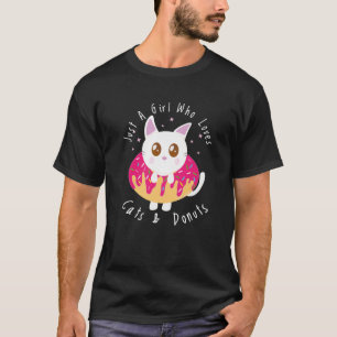 T-shirt Cute Kawaii Chat À L'Intérieur D'Un Donut Aux Fr