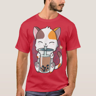 T-shirt Cute Kawaii Chat Boba Bubble Thé Lait Anime Neko K