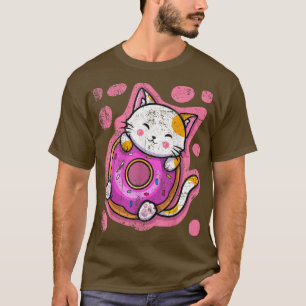 T-shirt Cute Kawaii Chat Donut Anime Japonaise Femmes ou F