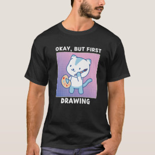 T-shirt Cute Kawaii Chat Ok Mais Premier Dessin Japonais S
