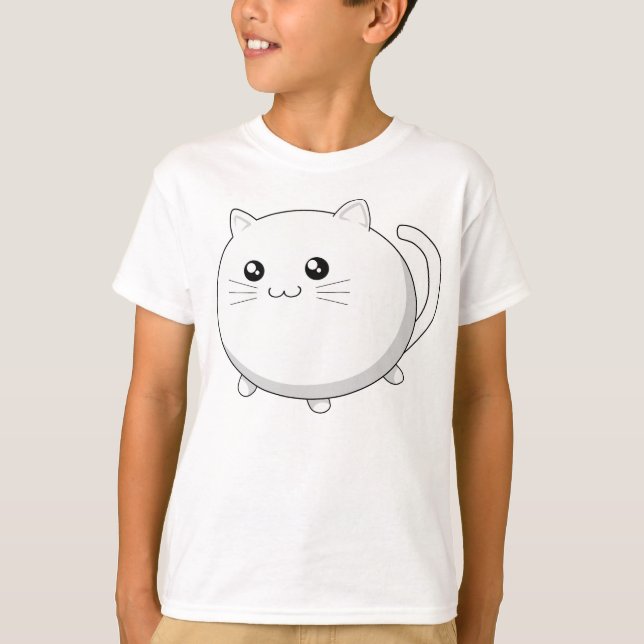 T-shirt Cute kawaii chaton blanc (Devant)