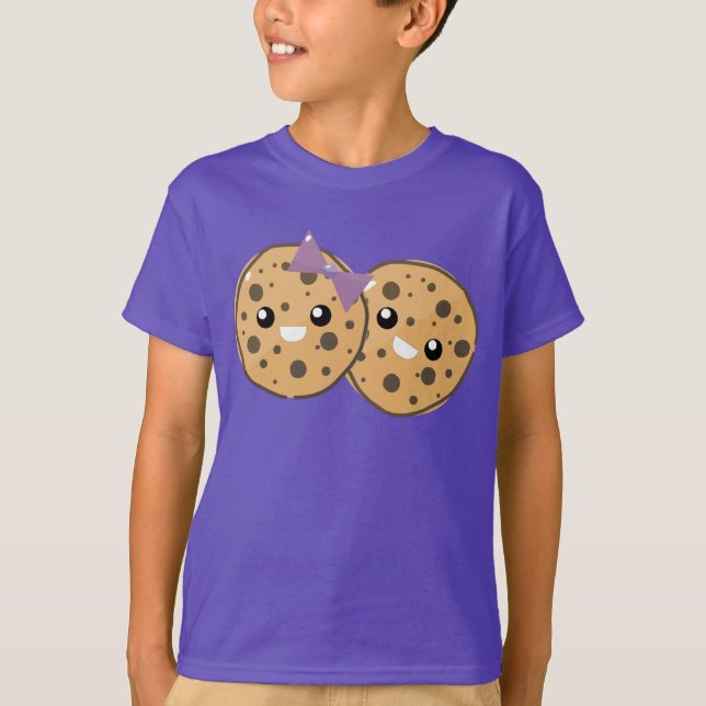 T-shirt Cute Kawaii Chip Cookie Couple (Devant)