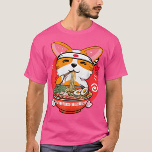 T-shirt Cute Kawaii Corgi Ramen Japonais Manga Anime Cadea