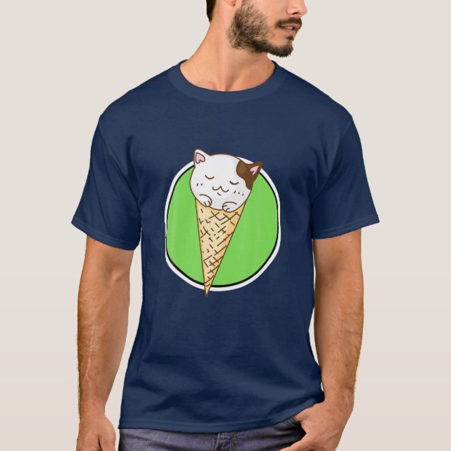 T-shirt Cute Kawaii Crème glacée Chat (Devant)
