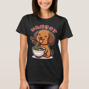 T-shirt Cute Kawaii Dachshund Mange Ramen Itadakimasu