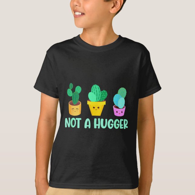T-shirt Cute Kawaii Do Not Hug I'm Not A Hugger Cactus  (Devant)