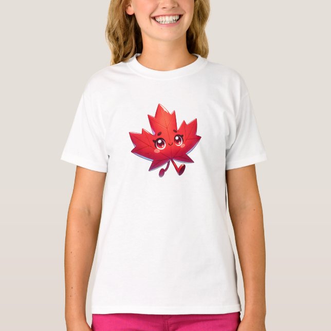 T-shirt Cute Kawaii Feuille d'érable | Canada (Devant)