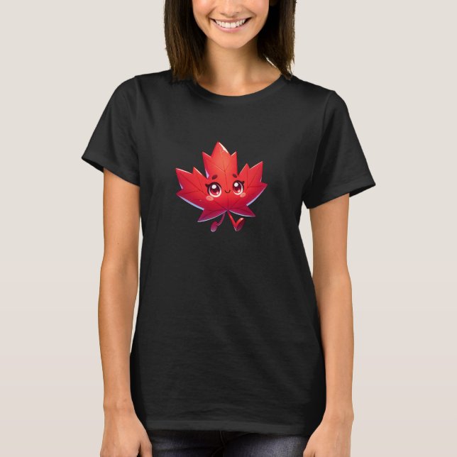 T-shirt Cute Kawaii Feuille d'érable | Elbows Up Canada (Devant)