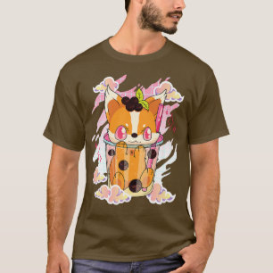 T-shirt Cute Kawaii Fo Boba Tea Japonais Kitsune Anime Bub