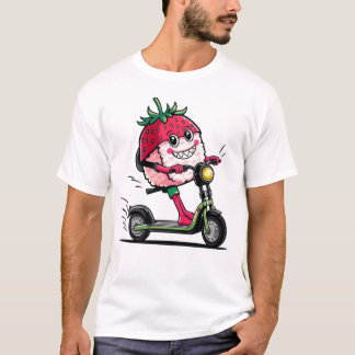T-shirt Cute kawaii fraise sushi Scooter Livrer