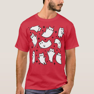 T-shirt Cute Kawaii Ghost Chats Halloween Orange