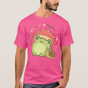 T-shirt Cute Kawaii Grenouille Avec Toadstool Casquette De