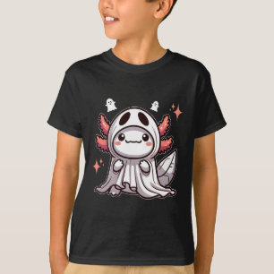 T-shirt Cute Kawaii Halloween Ghost Axolotl