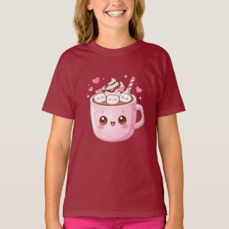 T-shirt Cute Kawaii Hot Chocolate Mug with Marshmallows